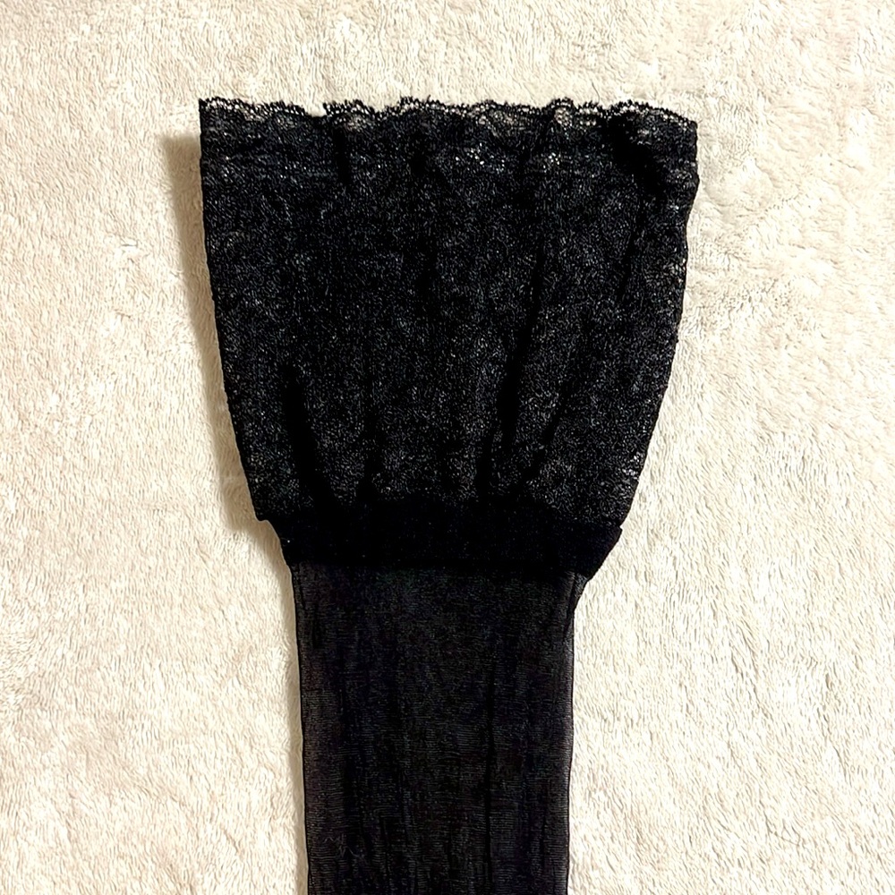 Frederick's of Hollywood.  Black Thigh Highs Collection. Wide Lace Top. Size M - Picture 5 of 7